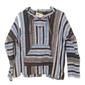 Earth Ragz Baja Hoodie Drug Rug Nuetral Browns & Blues Size XL
